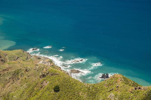 Panorama of Cabezo del Tejo, coast near Taganana, Anaga Mountains, Anaga, Tenerife, Northeast,