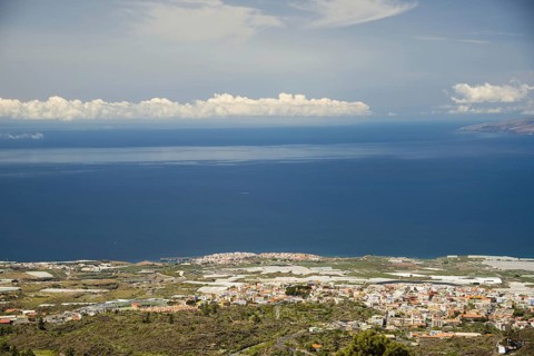 Panorama from Mirador de Chirche over Guia de Isora and Playa de San Juan to the west coast,