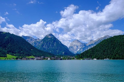 Lake Achensee, view of a mountain valley near Pertisau, Tyrol, Austria, Europe