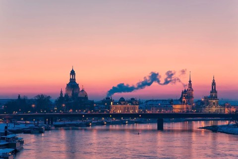 Dresden silhouette in winter