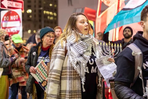 Detroit, Michigan USA, 7 December 2023, On the first night of Hanukkah, Jews for Ceasefire carried