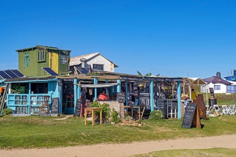 Shabby looking little restaurant in the hamlet Cabo Polonio along the Atlantic Ocean coast, Rocha