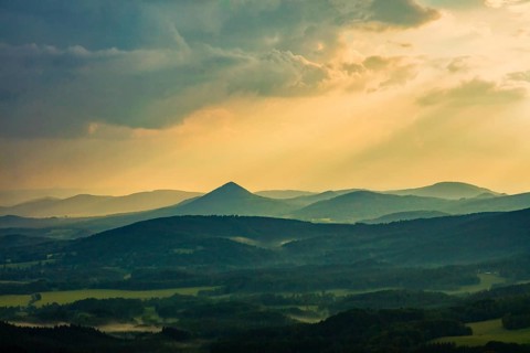 View from the Hochwald Tower to the west to Mount Klic in the Hochwald (Zittau Mountains)
