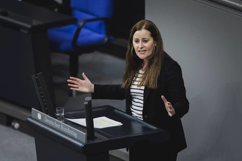 Janine Wissler, Mitglied des Deutschen Bundestages und Parteivorsitzende von Die LINKE, aufgenommen