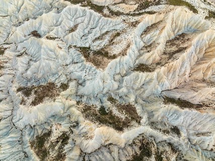 Bare ridges of eroded sandstone in the badlands of the Tabernas Desert, Europe's only true desert,