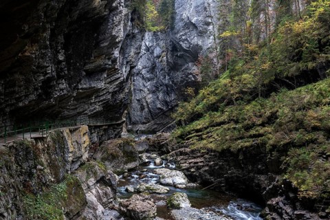 River Breitach and Breitachklamm gorge near Oberstdorf, Oberallgäu, Allgäu, Bavaria, Germany,