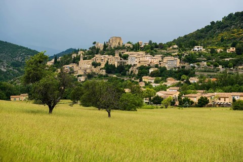 Medieval village in the mountains, Montbrun-les-Bains, Plus beaux villages de France, Département