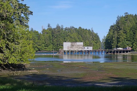 Remains of a historic factory, Ucluelet boardwalk, Pacific Rim National Park, Vancouver Island,
