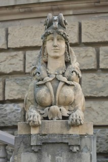 Sphinx statue at Friedrichplatz, Mannheim, Hesse, Germany, Europe