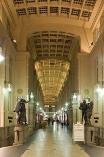 In the Mädler Passage, the entrance to Auerbachs Keller, passers-by are greeted by Goethe's Faust