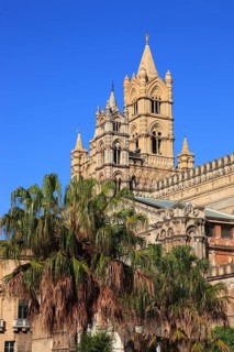 City of Palermo, the West Tower of the Archbishop's Palace and the Cathedral Maria Santissima