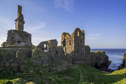 Castle Sinclair Girnigoe near Wick, Noss Head, Caithness, Scotland, UK