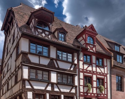 Historic roof lift bay, Obere Krämergasse 18, Dacherker Nr.16 Nuremberg, Middle Franconia, Bavaria,
