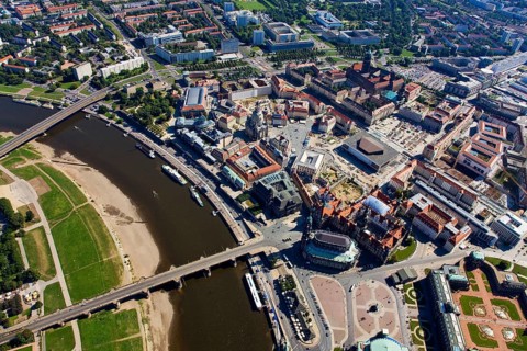 Aerial view of Dresden Old Town