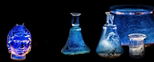 Glass vessels, 3rd-4th century, National Archaeological Museum, Villa Cassis Faraone, UNESCO World