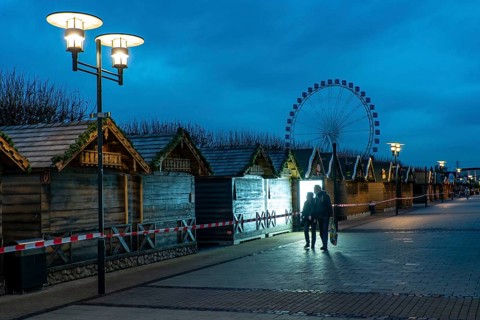 The Christmas market at the Centro shopping centre, set up but closed due to the 2nd lockdown