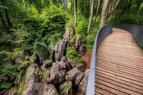The Felsenmeer in Hemer, Sauerland, geotope, with rugged rock formations, nature reserve, North