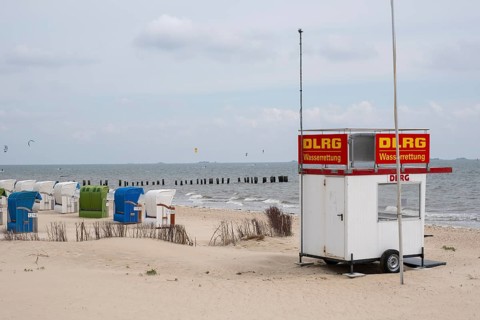 DLRG Water Rescue Centre, beach, North Sea coast, Wyk, Föhr, North Sea island, North Frisia,