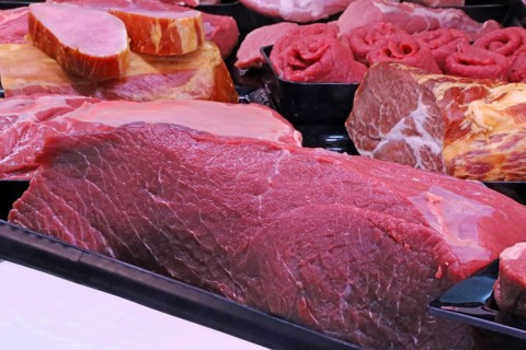 Variation of fine meat products in the butcher's shop
