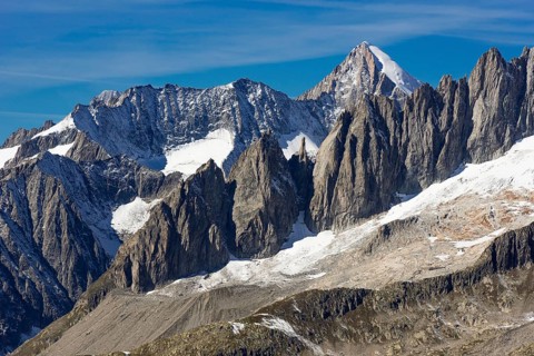 Aletsch Arena with view of the Fusshörner, mountain landscape, barren, tourism, Valais,