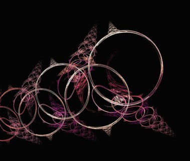 Digital abstract pink and purple fractal background on the black