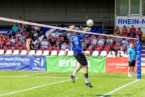 Fistball: TSV Pfungstadt against DSG UKJ Froschberg (IFA 2024 Fistball World Tour Finals Mannheim,