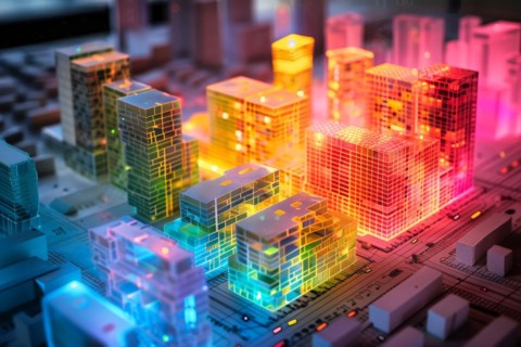Architectural model made of plastic, illuminated, model making for architecture, design,