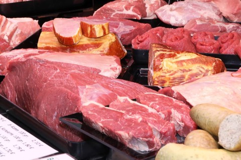Variation of fine meat products in the butcher's shop