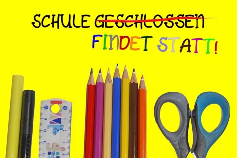 Symbolic image for the start of the new school year with German text