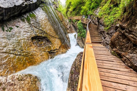Wimbachklamm gorge in the Bavarian Alps in Ramsau near Berchtesgaden, Germany, Europe