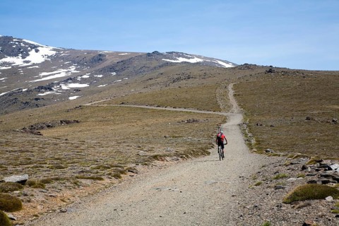Cycling in the Sierra Nevada Mountains in the High Alpujarras, near Capileira, Granada Province,