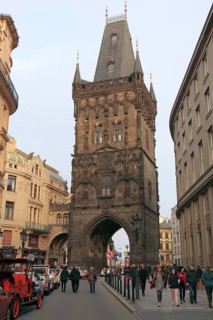 The Prague Powder Tower on Republic Square in the Old Town was built as part of the former royal
