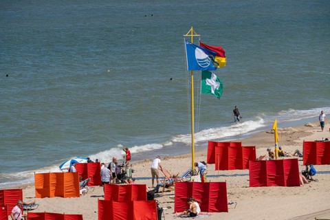 Beach of the village, Domburg in Zeeland, seaside resort, coast, dunes, wind protection,