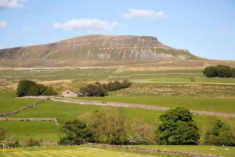 Carboniferous limestone scenery Pen Y Ghent, Yorkshire Dales national park, England, UK from Horton