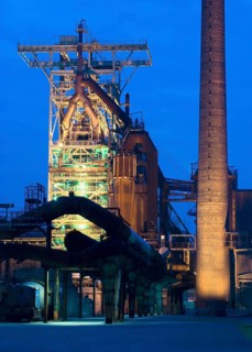 Europe, Germany, Hattingen, Henrichshütte, blast furnace, illuminated, illuminated, industry,