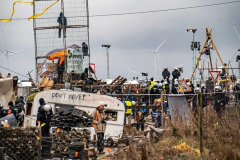 Beginning of the eviction of the Lützerath hamlet, camp of climate activists and squatters, at the