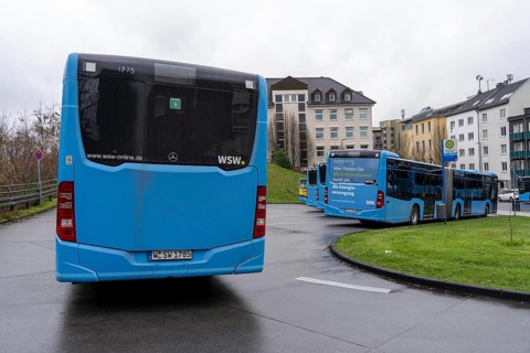 Bus car park, during break times, above the central bus station, WSW buses, at the main railway