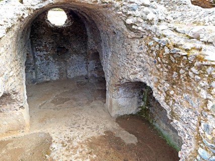 Columbarios Roman burial ground funerary mausoleums, Merida, Extremadura, Spain, Europe