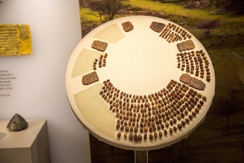 Amber necklace found near Stonehenge. With permission of Wiltshire Museum, Devizes, England, UK