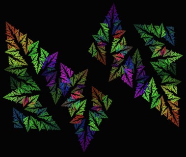 Abstract fern leaf fractal on the black, computer generated graphics