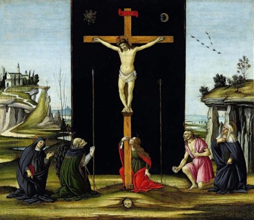 Christ on the Cross adored by Saints Monica, Augustine, Mary Magdalene, Jerome and Bridget of