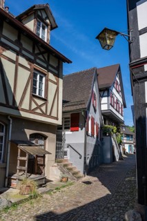 Altstadtgasse, Engelgasse, historic half-timbered buildings and sights in Gengenbach, Ortenaukreis,