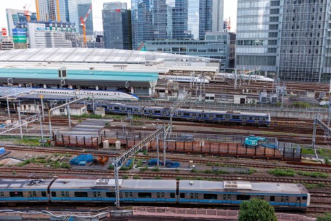 Shinkansen trains and regional trains at Tokyo Station in Tokyo, Japan, Asia
