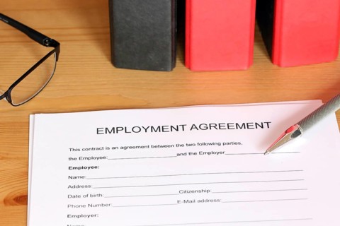 Blank form of an employment contract in English
