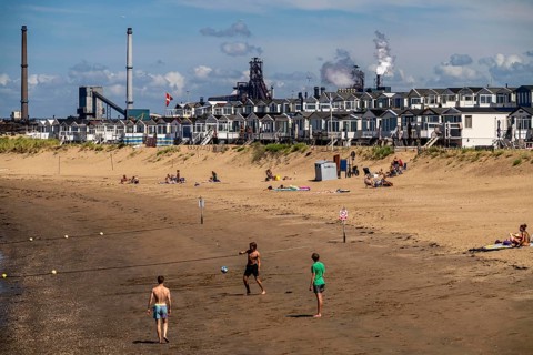 The Tata Steel steel and smelting works in IJmuiden, Velsen, North Holland, Netherlands, largest