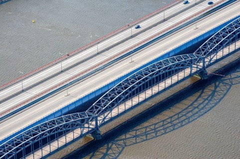 Aerial view of the Europabrücke, Alte Harburger Elbbrücke, bridge, traffic, traffic route, road,