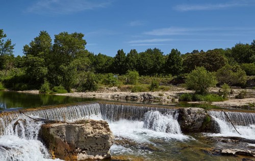 Waterfalls of the Sautadet cascades near La Roque-sur-Cèze, Département Gard, Occitanie region,
