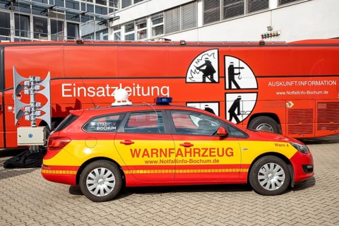 Warning vehicle of the city of Bochum, used in hazardous situations to warn the population of