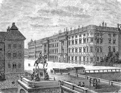 Royal Palace in Berlin, residence of the kings, equestrian statue of the Great Elector on the Long