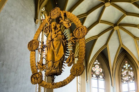 Floating Madonna in the Rosary, by Tilman Riemenschneider, pilgrimage church Maria im Weingarten,